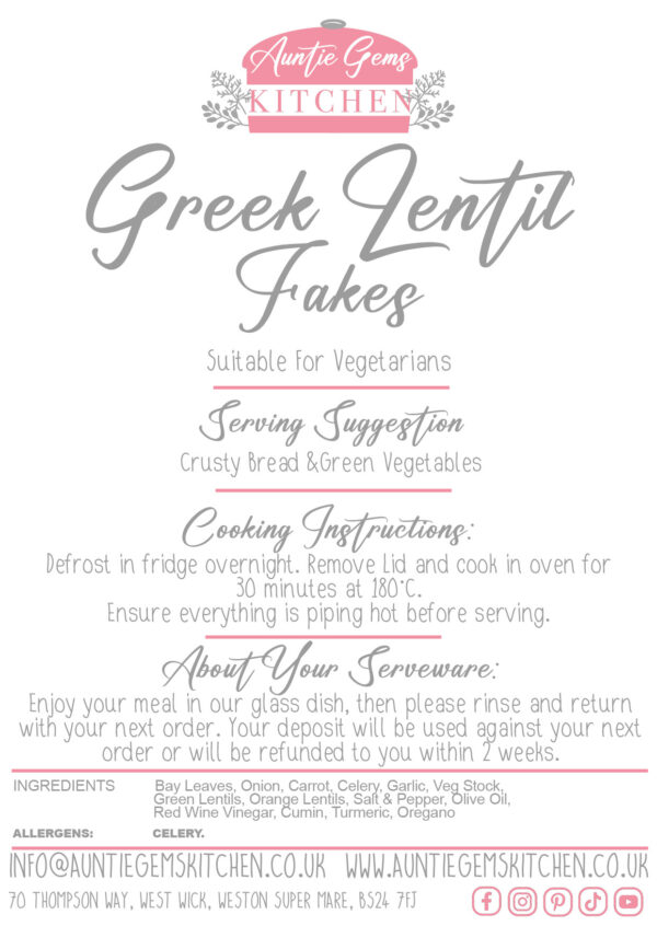 a label describing the cooking instructions and ingredients for auntie gems fakes